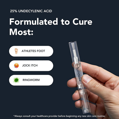 Lunavia Antifungal Pen – Cures Most Athlete’s Foot, Jock Itch, and Ringworm - 25% Undecylenic Acid with added Tea Tree, Jojoba, Clove Bud Oils & Aloe